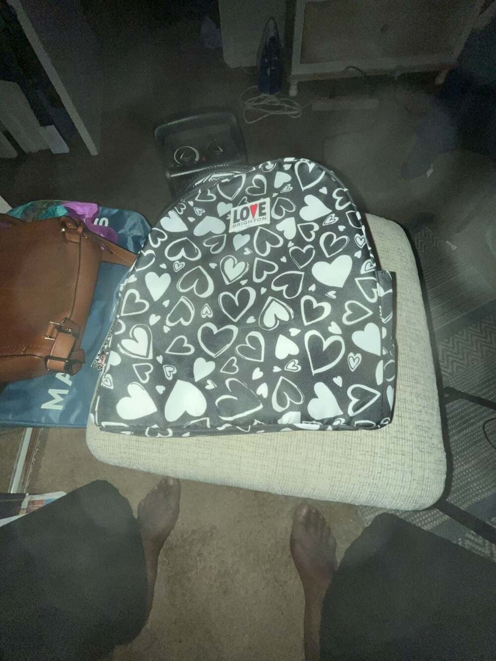 Brighton Endless Love Backpack Black White Hearts New with Tags